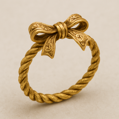 Yellow gold ring made to look like a bread twist tie