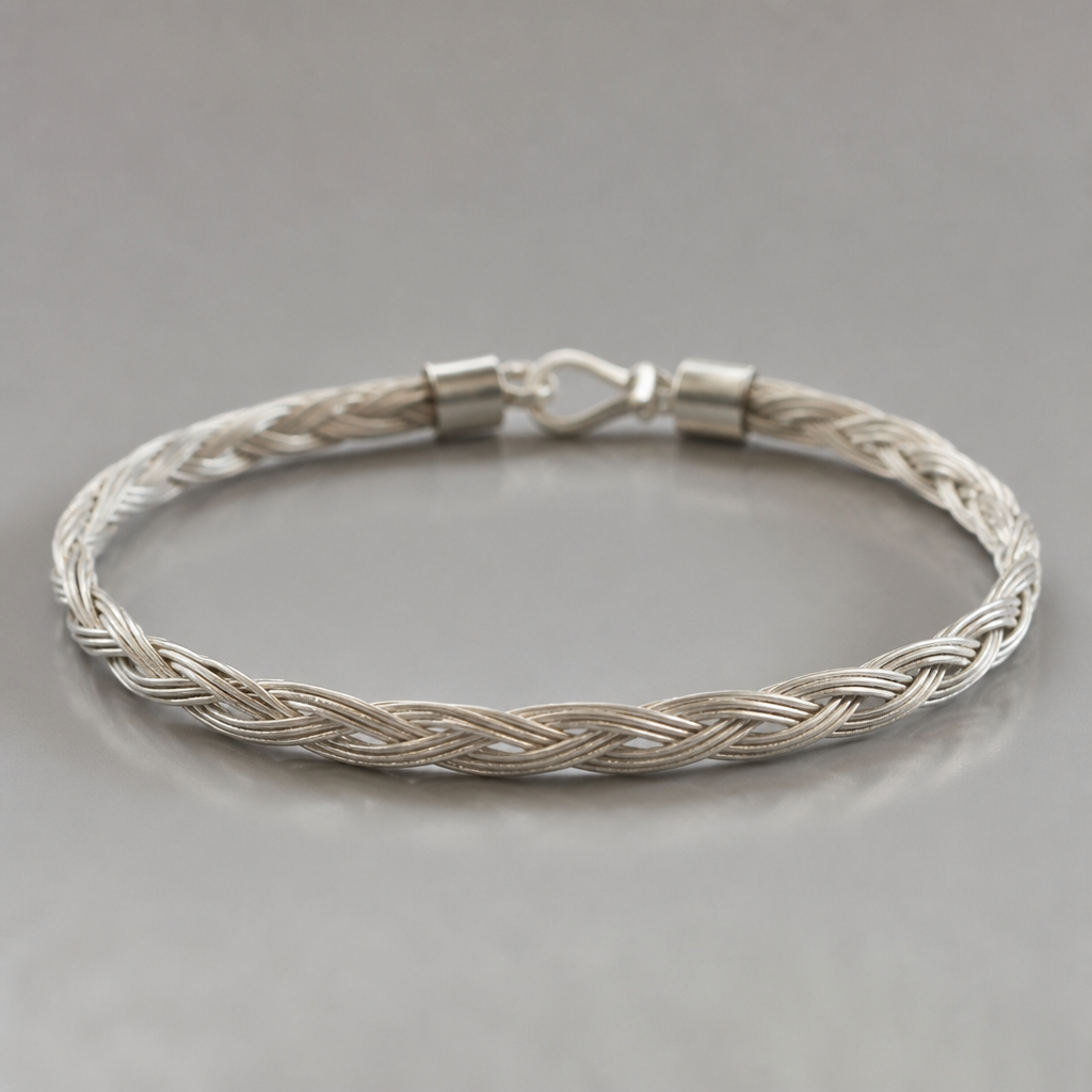 . Refinement: Браслет сделан из плетёный проволоки
photorealistic jewelry design, . Refinement: Браслет сделан из плетёный проволоки, Minimalist style, just the design no text