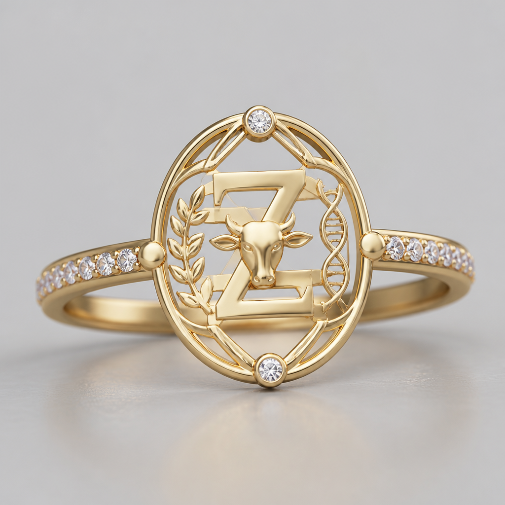 A women's ring. criar um anel com brasão da zootecnia feminino
photorealistic jewelry design, A women's ring. criar um anel com brasão da zootecnia feminino, modern style, just the design no text