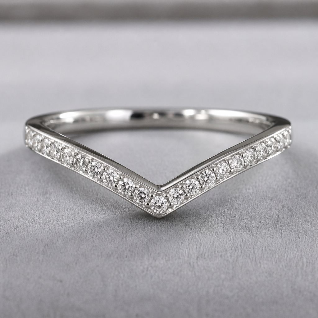 Please give me a v shaped silver ring with rhinestones on it
photorealistic jewelry design, Please give me a v shaped silver ring with rhinestones on it , just the design no text