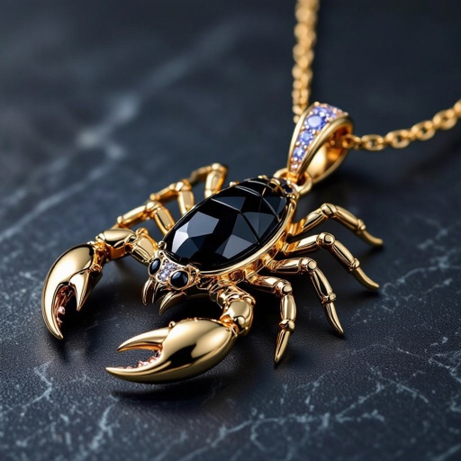 Scorpion pendant with sapphire