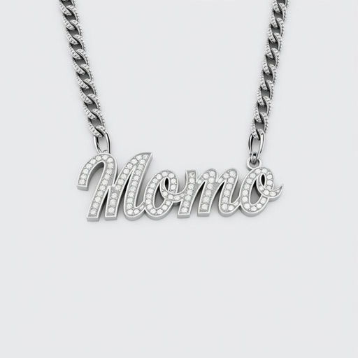Fais-moi une chaîne en diamant, ou il y a écrit Momo pour homme comme des trucs de rappeur, mais une chaîne moyen