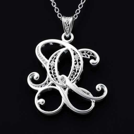 silver necklace with the pendant in letter SQin a stylish way 