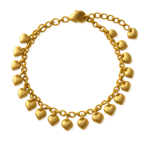 اسوارة مطليه ذهب فيها قلوب كثيره صغيره