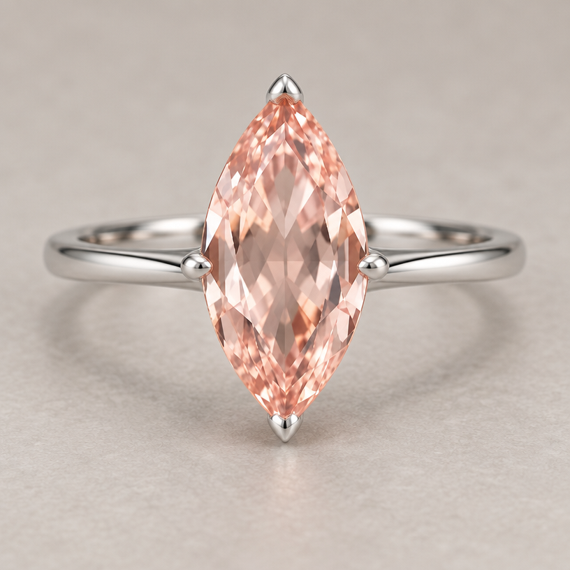 A women's ring made of silver. use this marquise stone
using the attached image as a visual reference, create A women's ring made of silver. use this marquise stone. photorealistic, just the design no text