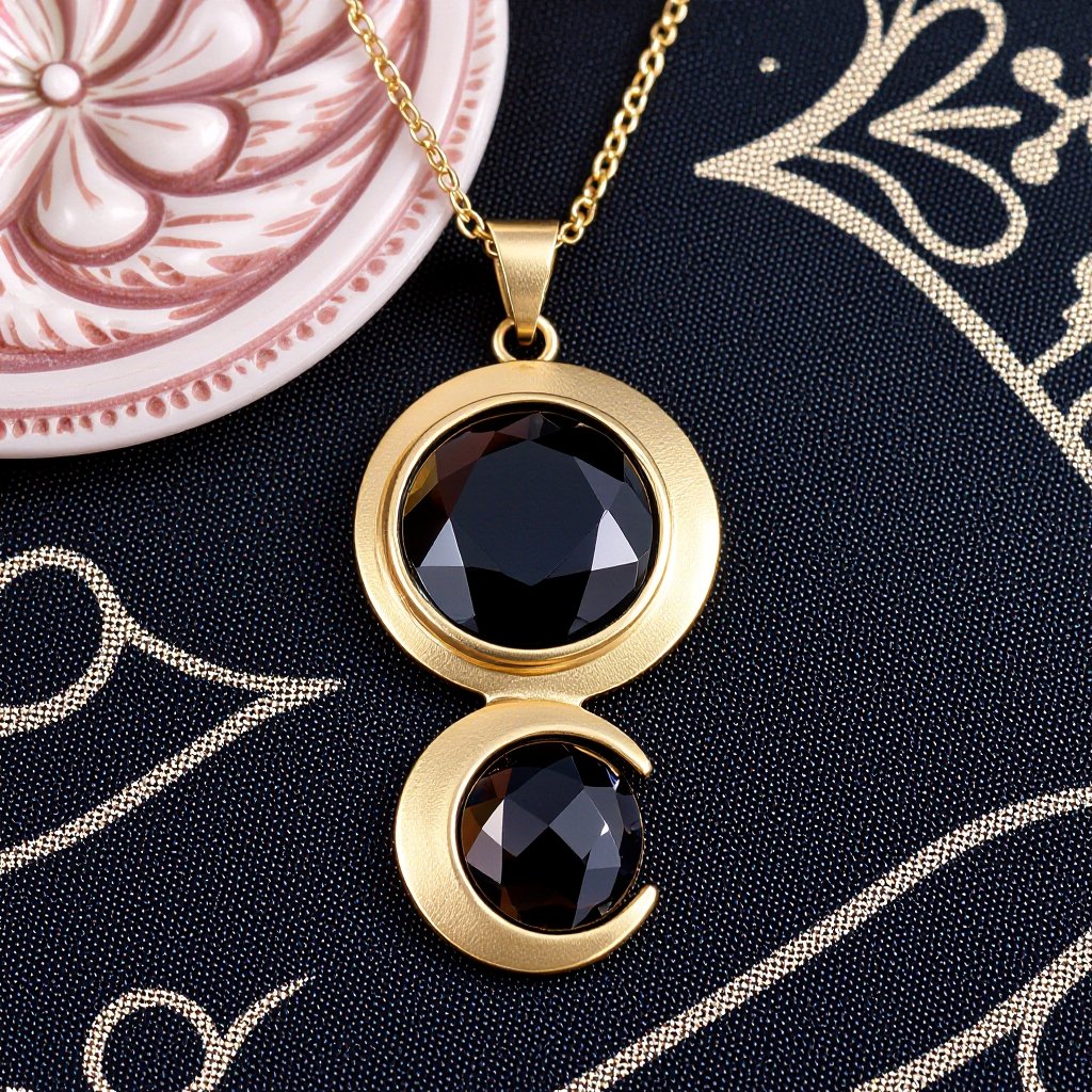  Подвеска из трех полумесяцев с узорами и камнями раухтопаза из матового неровного светлого золота с узорами соединенных цепочкой сверху самый широкий полукруг дальше средний и снизу самый маленький