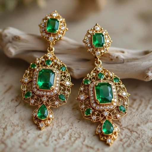 Statement earrings green