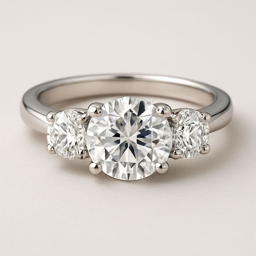 Three-stone anniversary ring in platinum