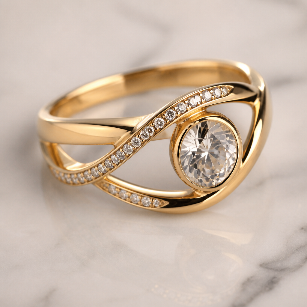 A women's ring. جوهره
photorealistic jewelry design, A women's ring. جوهره, modern style, just the design no text
