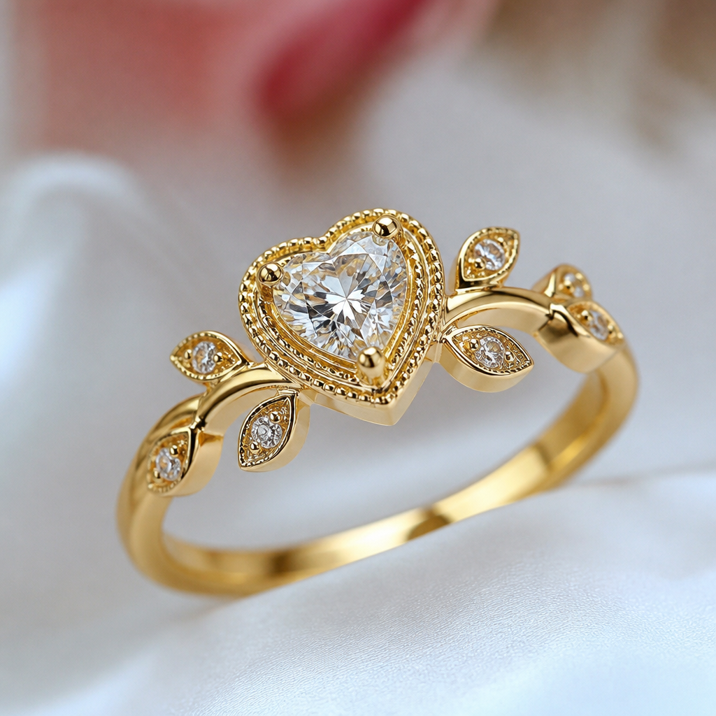 A romantic women's ring made of gold
photorealistic jewelry design, A romantic women's ring made of gold, romantic style, just the design no text