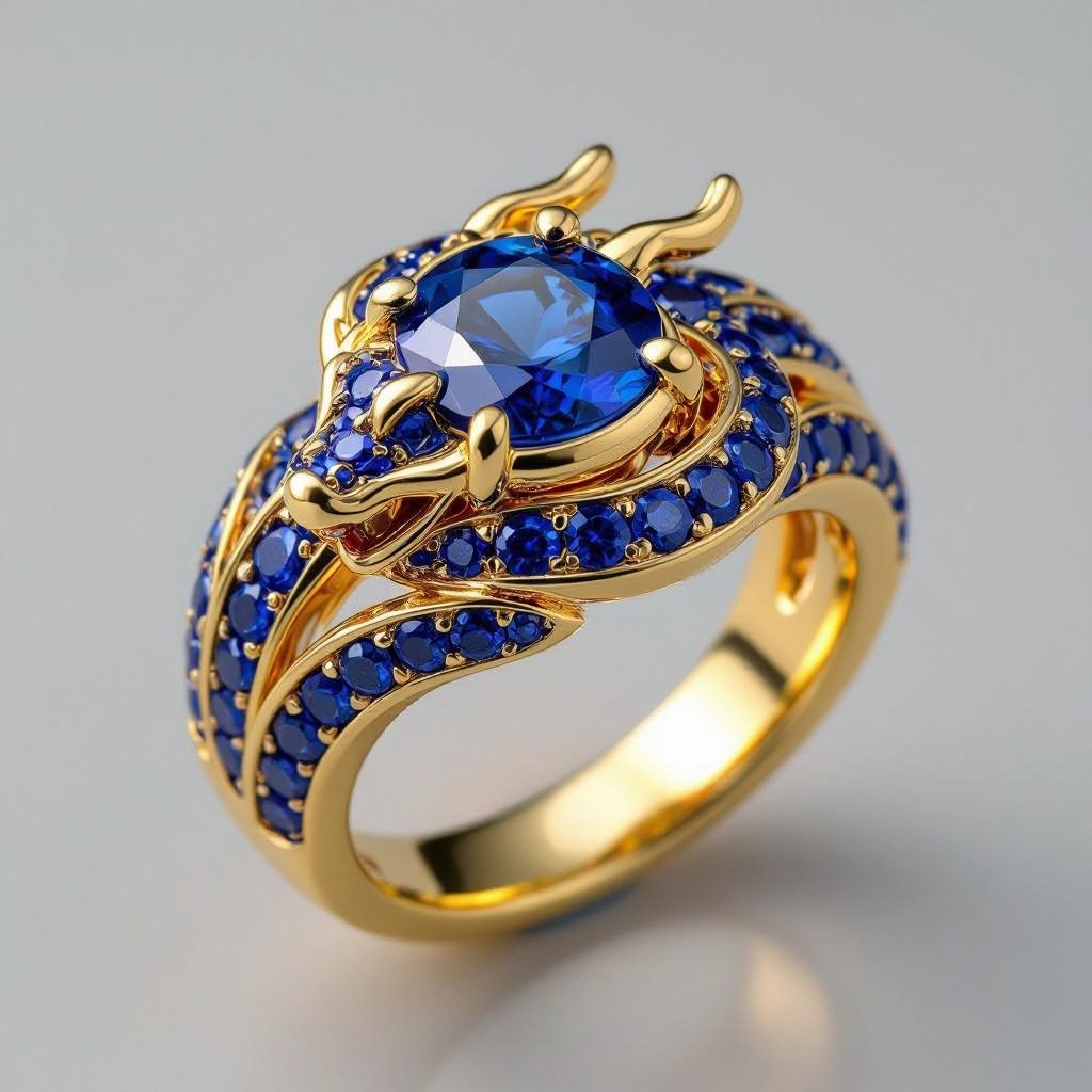 Sapphire dragon ring