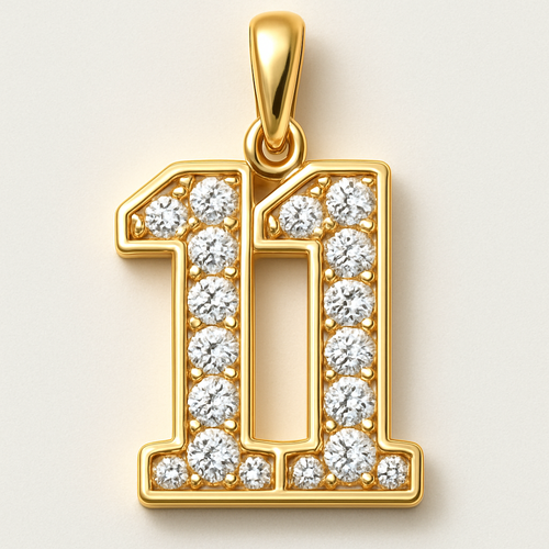 “11 ” diamond pave charm  no coin just letters