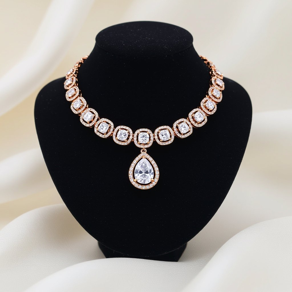 Moissanite kundan necklace for Asian girl