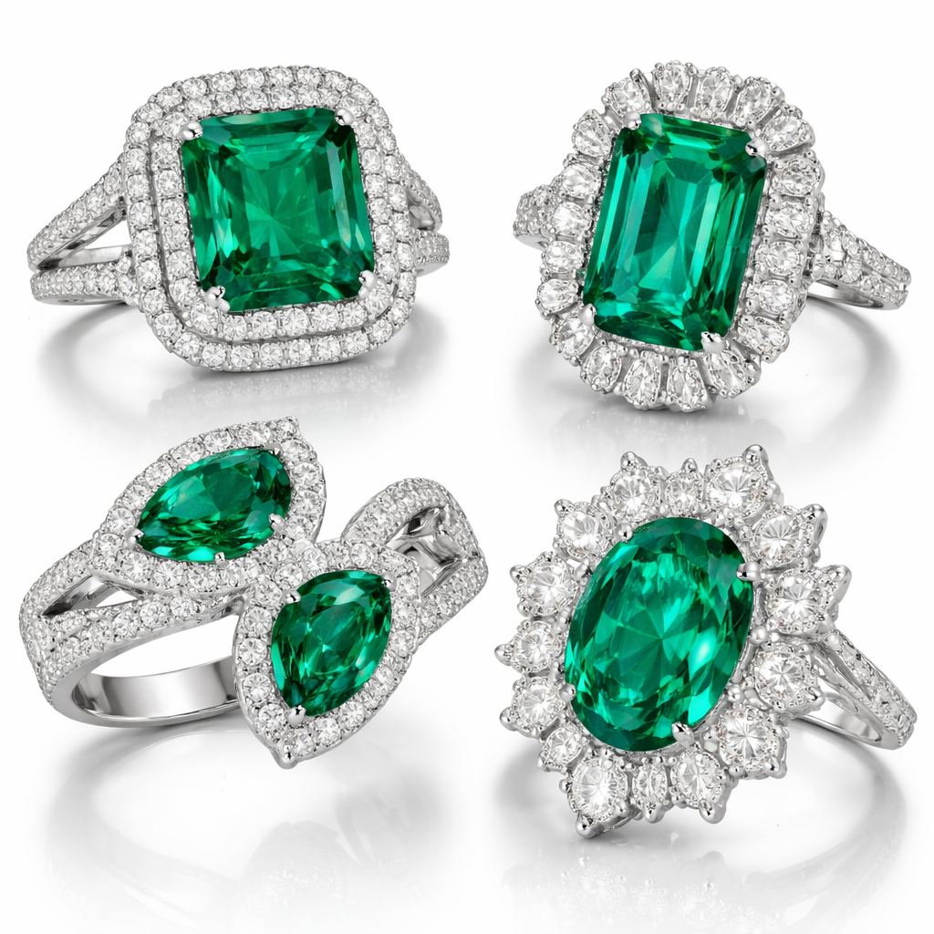 Diamonds/emeralds rings