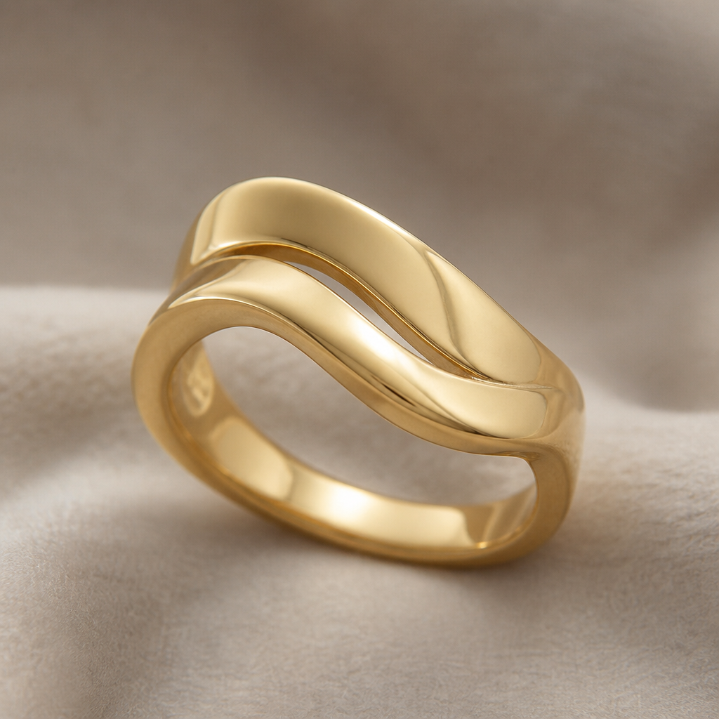 A women's ring made of gold
photorealistic jewelry design, A women's ring made of gold, modern style, just the design no text
