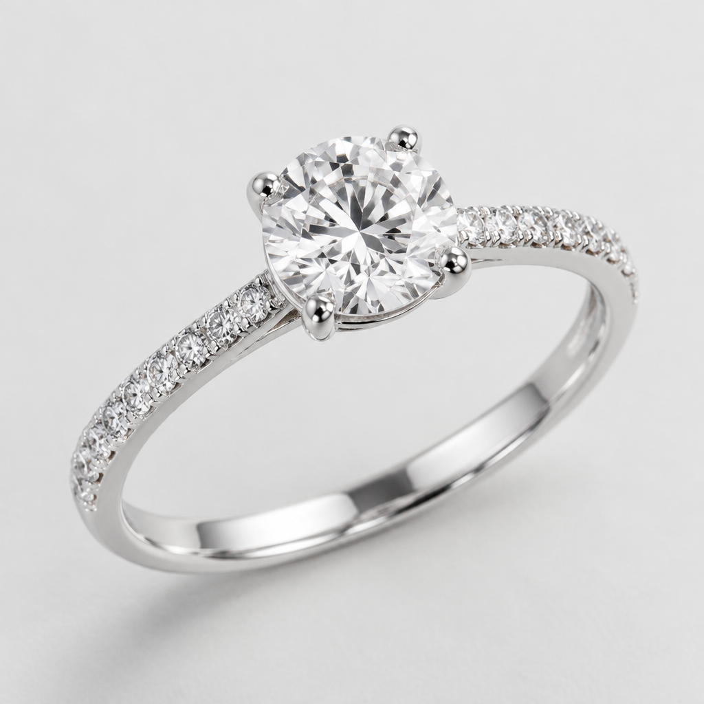A minimalist women's ring made of silver with diamond stones suitable for engagement. une bague simple avec du diamant transparent
photorealistic jewelry design, A minimalist women's ring made of silver with diamond stones suitable for engagement. une bague simple avec du diamant transparent, minimalist style, just the design no text
