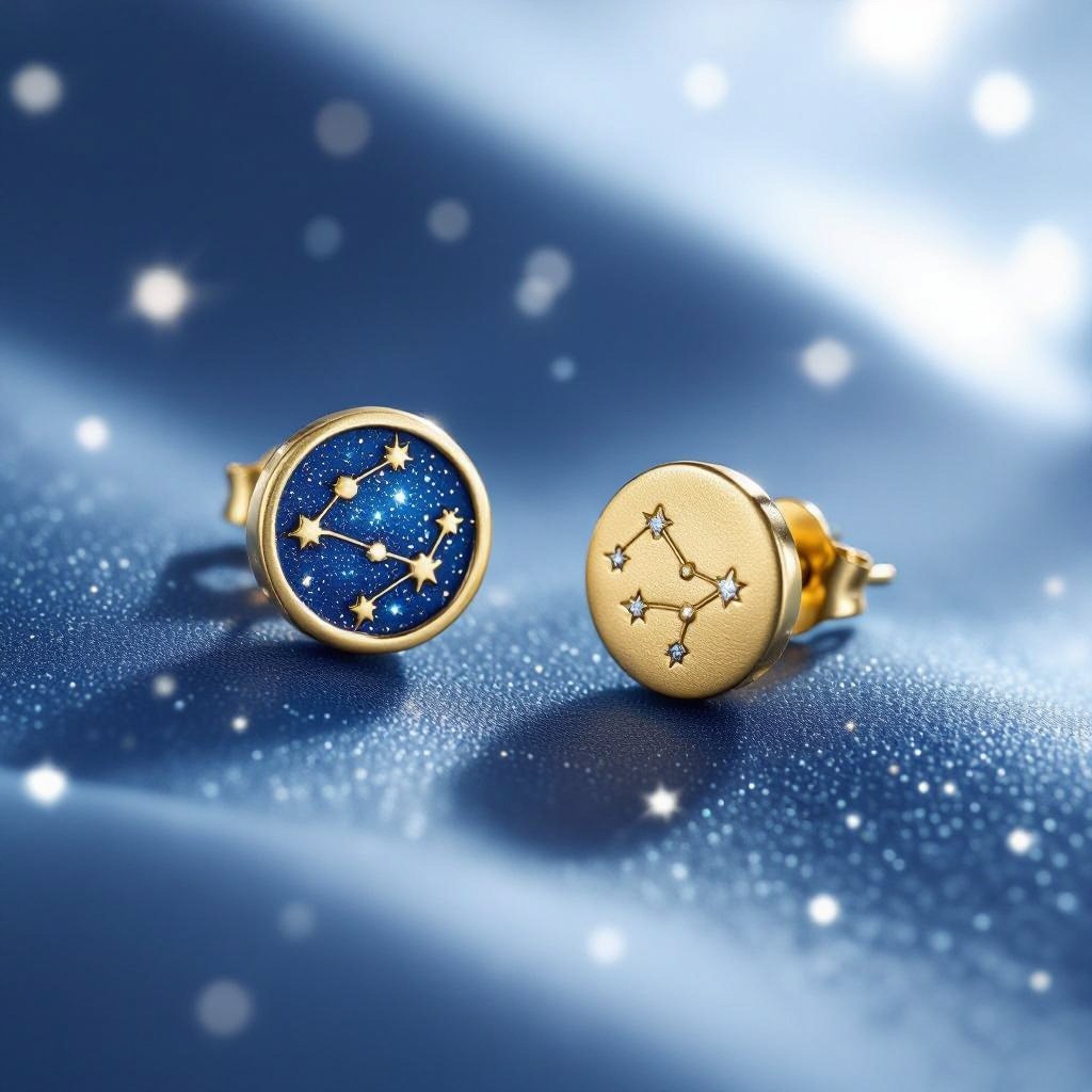  золотые матовые серьги в виде созвездия сириус