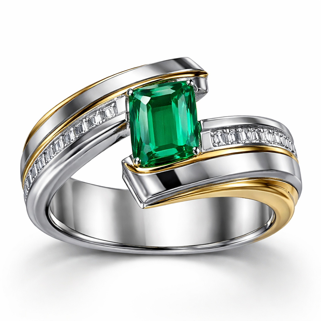 Emerald cut bypass ring Emerald cut bypass ring, bespoke style for men