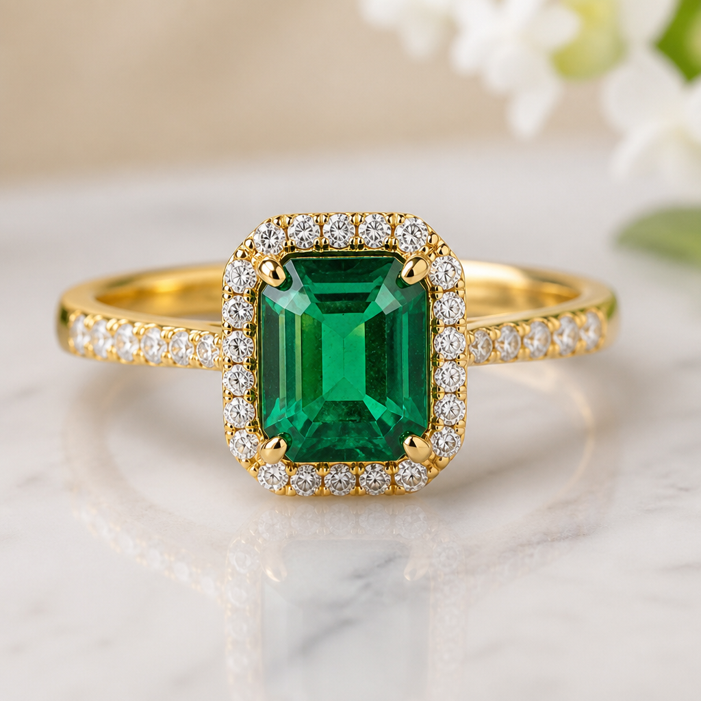 A classic women's ring made of gold with emerald stones suitable for engagement. bcvv
photorealistic jewelry design, A classic women's ring made of gold with emerald stones suitable for engagement. bcvv, classic style, just the design no text