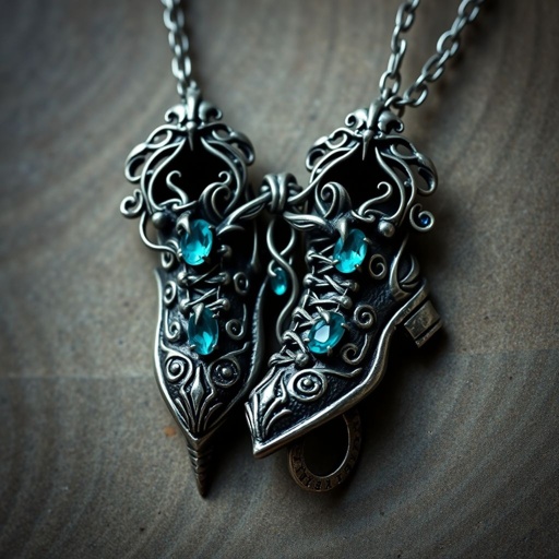 Pendant silver with stylized ice figure skating skates. Remove boots and leave only lowest part of skates. Add turquoise