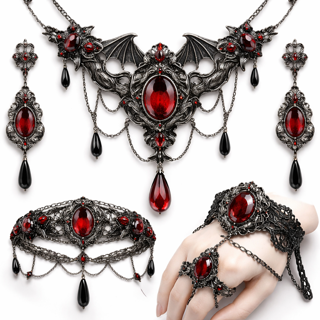 Red and black with vampire elements.