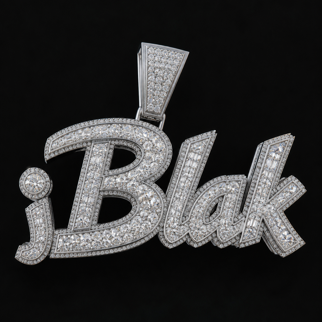 A men's ring. A big chunky pendant with the name j Blak encrusted with diamonds
photorealistic jewelry design, A men's ring. A big chunky pendant with the name j Blak encrusted with diamonds, modern style, just the design no text
