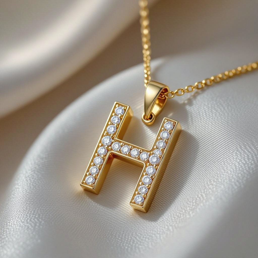 Make a H pendant covered in diamonds 