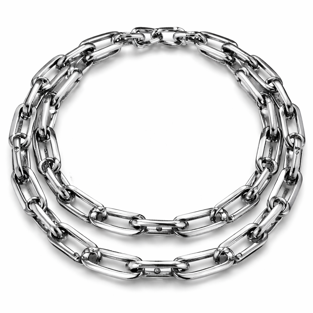 A necklace that rolled around itself 2 times with links and articulations