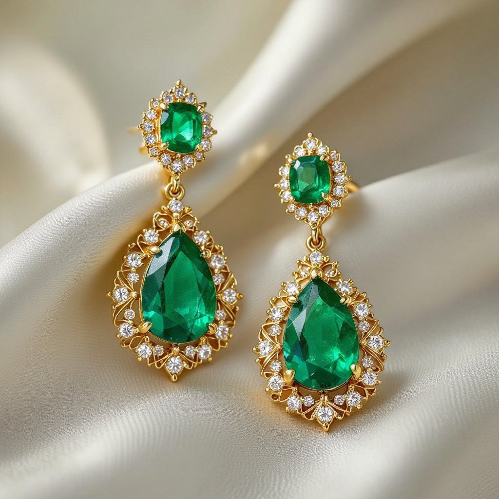 Statement earrings green