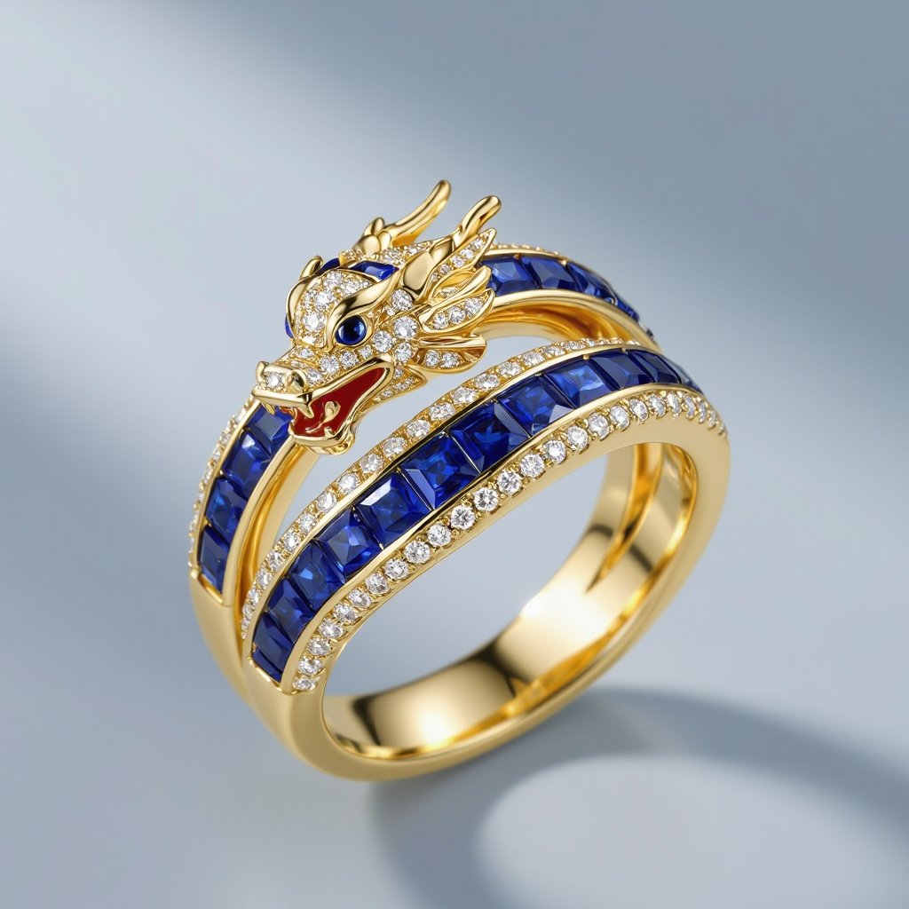 Sapphire dragon ring