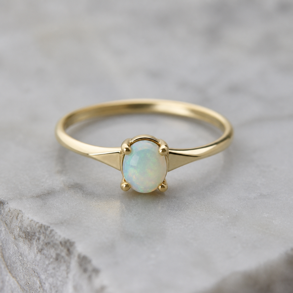 A modern women's ring with opal stones. 真鍮棒(リングと爪用)と真鍮板で自分で作れるシンプルな1cm程度のオパールのピンキーリング
photorealistic jewelry design, A modern women's ring with opal stones. 真鍮棒(リングと爪用)と真鍮板で自分で作れるシンプルな1cm程度のオパールのピンキーリング, modern style, just the design no text