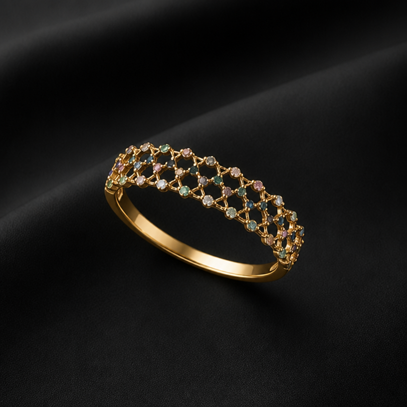 Can you make this into a medium thin ring
edit the attached jewelry design with these instructions: Can you make this into a medium thin ring. keep it photorealistic, just the design no text