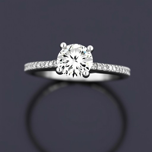 Solitaire ring with 1 carat diamond 4 held by 4 prongs and small Diamonds on the top part of the shank