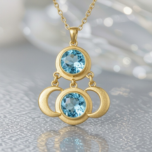 Подвеска из трех полумесяцев с узорами и камнями раухтопаза из матового неровного светлого золота с узорами соединенных цепочкой сверху самый широкий полукруг дальше средний и снизу самый маленький