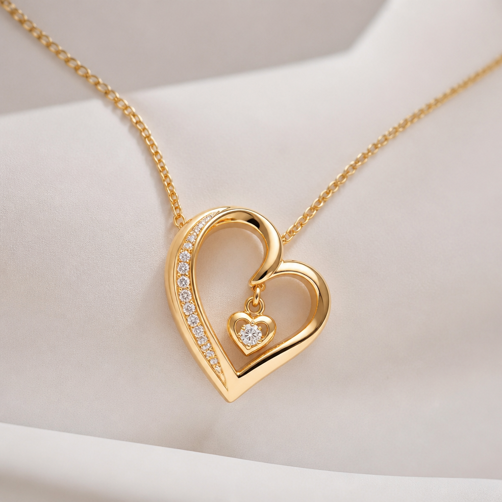 A women's necklace made of gold suitable for anniversary. SL LATER LOKET LOVE dizine