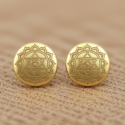  золотые матовые серьги в виде изображения чакры сахасрары