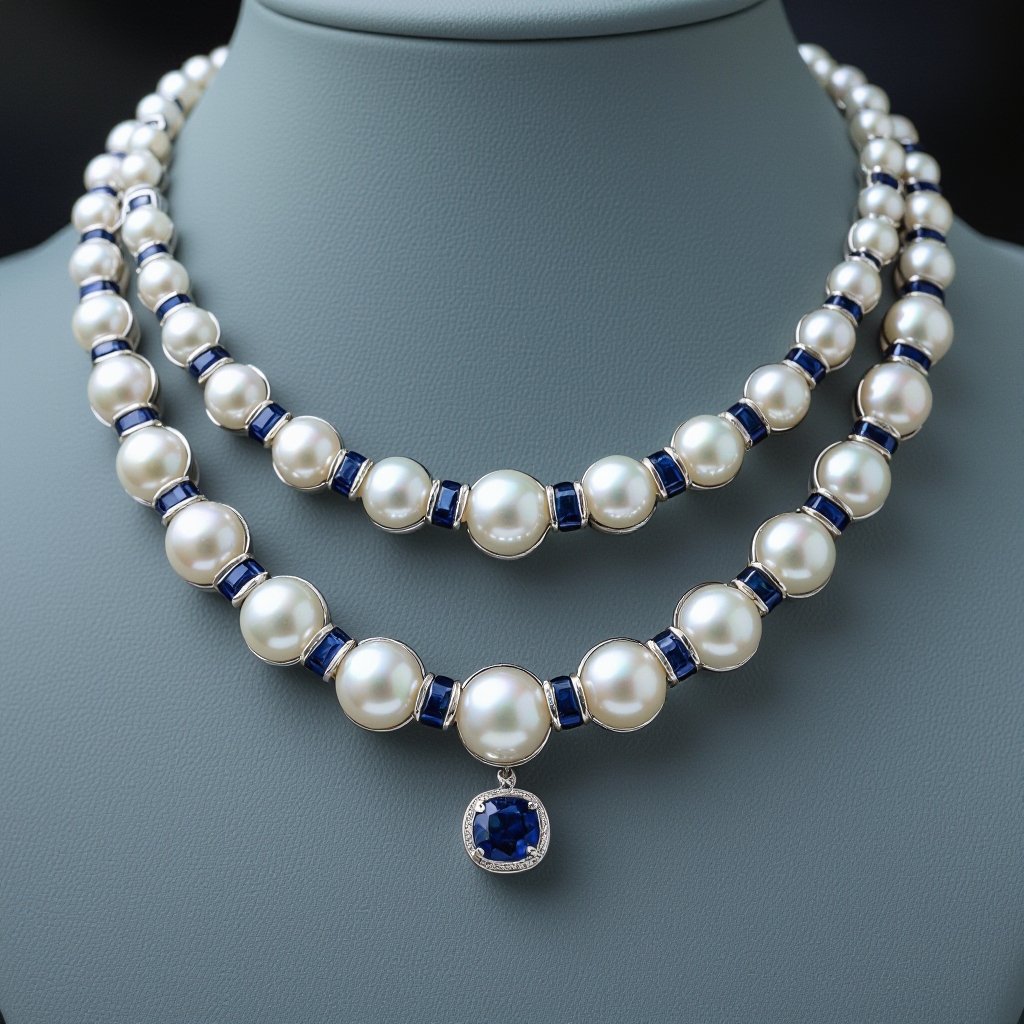Necklace  pearl  and jewel