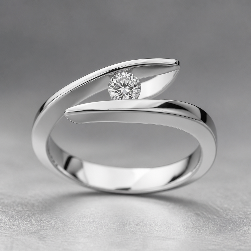 A women's ring made of silver
photorealistic jewelry design, A women's ring made of silver, modern style, just the design no text