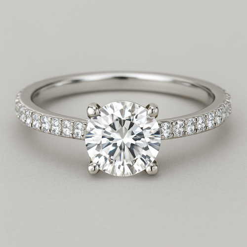 pave t bar ring with 1 carat round stone 