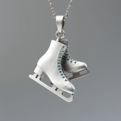 Pendant silver with stylized ice figure skating skates. Remove boots and leave only lowest part of skates. Add turquoise