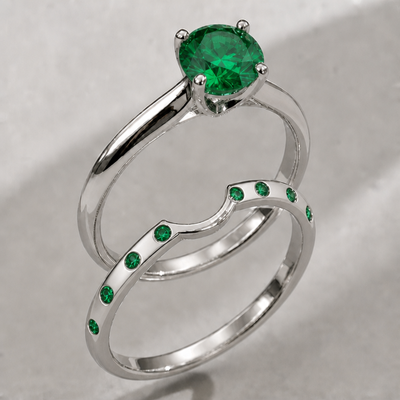 swop diamonds for emeralds
edit the attached jewelry design with these instructions: swop diamonds for emeralds. keep it photorealistic, just the design no text
