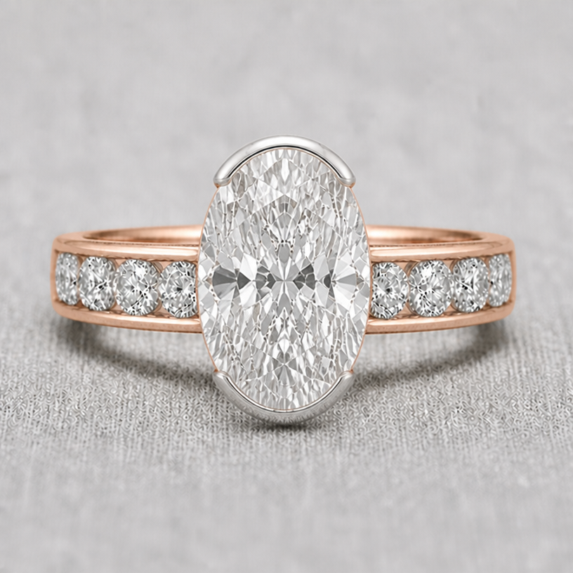 16x11mm main stone, with side accent stone at 4mm in length
edit the attached jewelry design with these instructions: 16x11mm main stone, with side accent stone at 4mm in length. keep it photorealistic, just the design no text