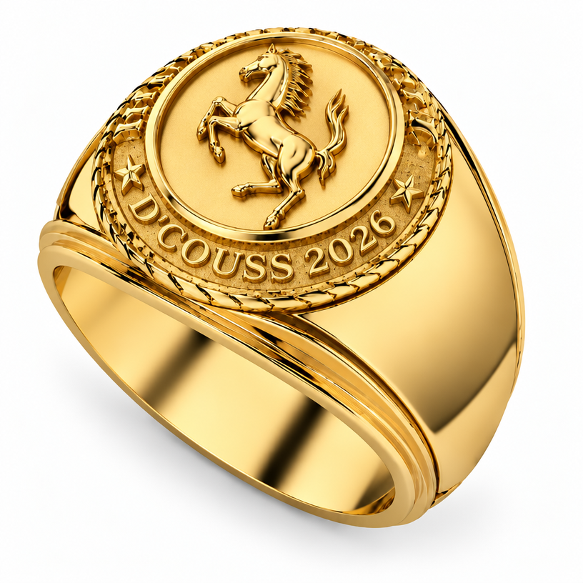 A men's ring. en el borde pon D'couss 2026 y dentro del anillo Alan Duarte B
using the attached image as a visual reference, create A men's ring. en el borde pon D'couss 2026 y dentro del anillo Alan Duarte B. photorealistic, just the design no text