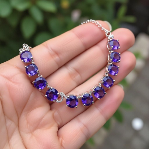 Labera ametyst niebieski cały z kamieni szlachetnych 