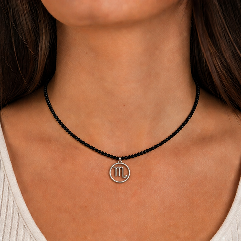 make the scorpio pendant in a silver circle without a background and don't change anything else