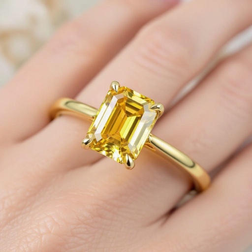 Make a ring with yellow sapphire emerald shape 