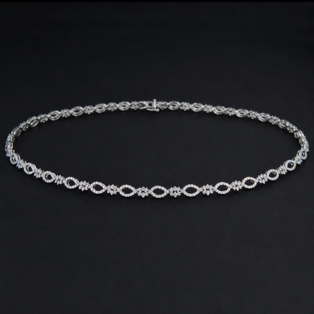 The design should be one line using ad stone and double 8 stone
photorealistic jewelry design, The design should be one line using ad stone and double 8 stone , just the design no text