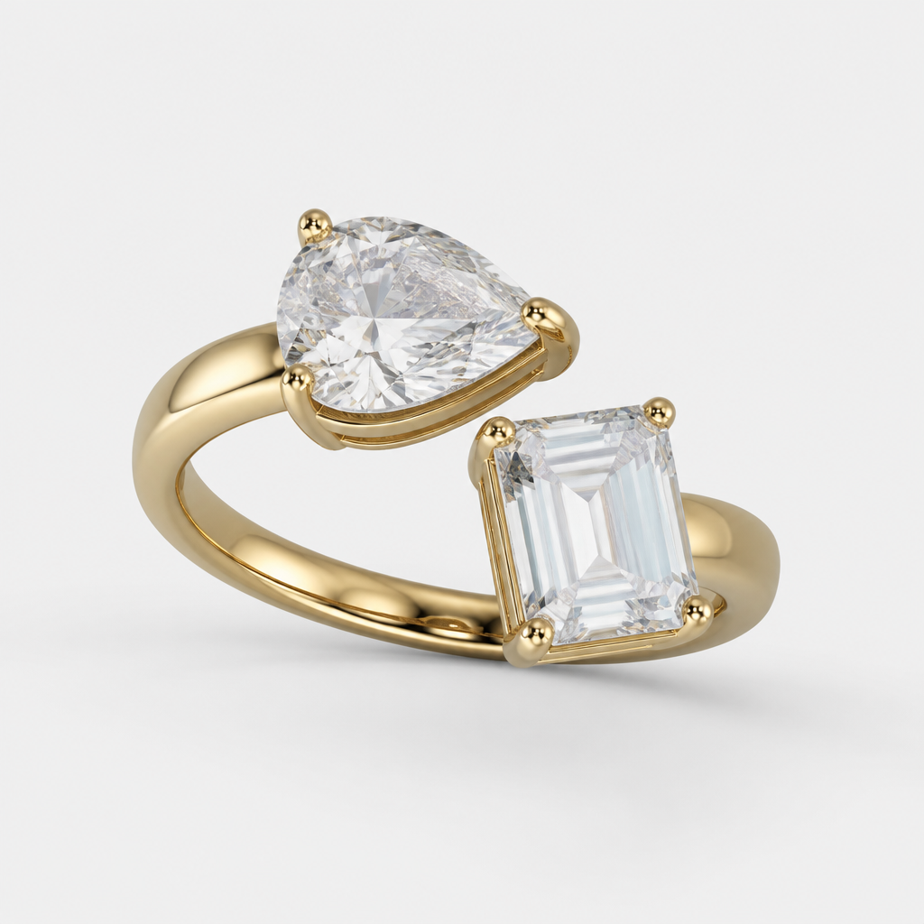 A women's ring. two stone ring
photorealistic jewelry design, A women's ring. two stone ring, modern style, just the design no text