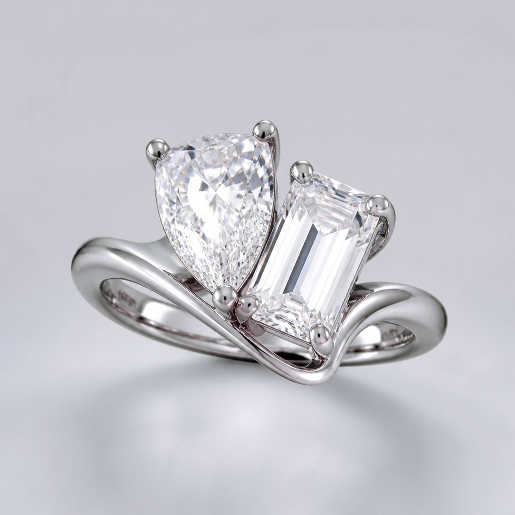 Design me a unique luxurious toi et moi ring in white gold
photorealistic jewelry design, Design me a unique luxurious toi et moi ring in white gold
, luxury style, just the design no text