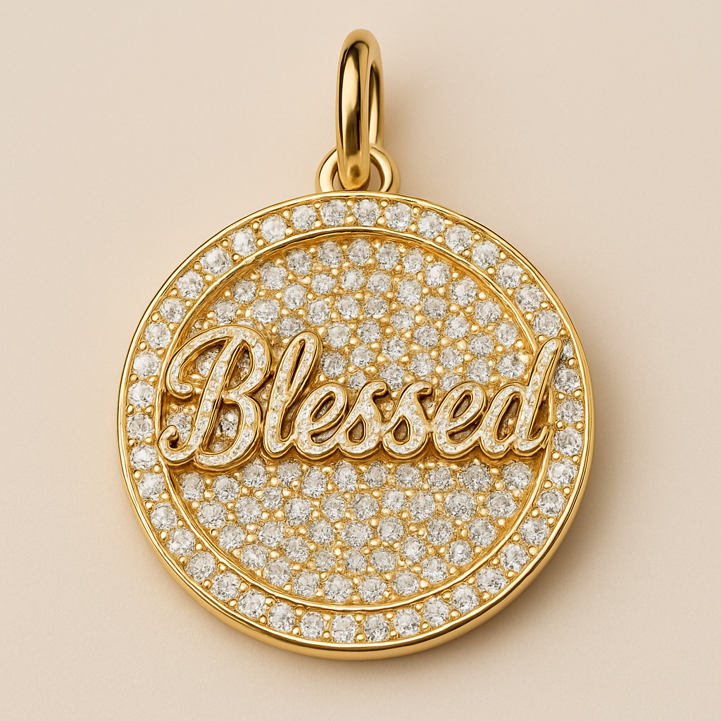 “Blesses” diamond pave charm